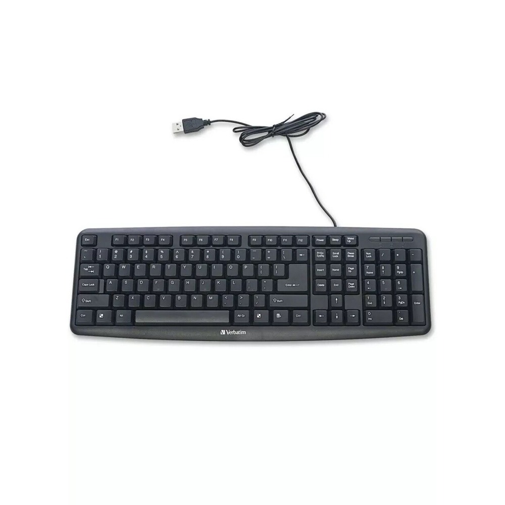 VERBATIM Slimline Corded USB Keyboard - Black NEW
